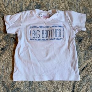 Smocked White and Blue 'Big Brother' Kids T-Shirt